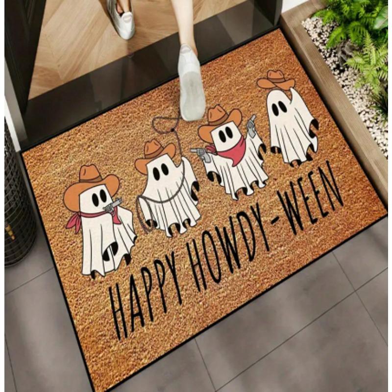 Halloween Ghost Bat Pumpkin Cartoon Welcome Doormat Carpet Rug Washable Home Decor for Outdoor Front Door Kitchen Garden