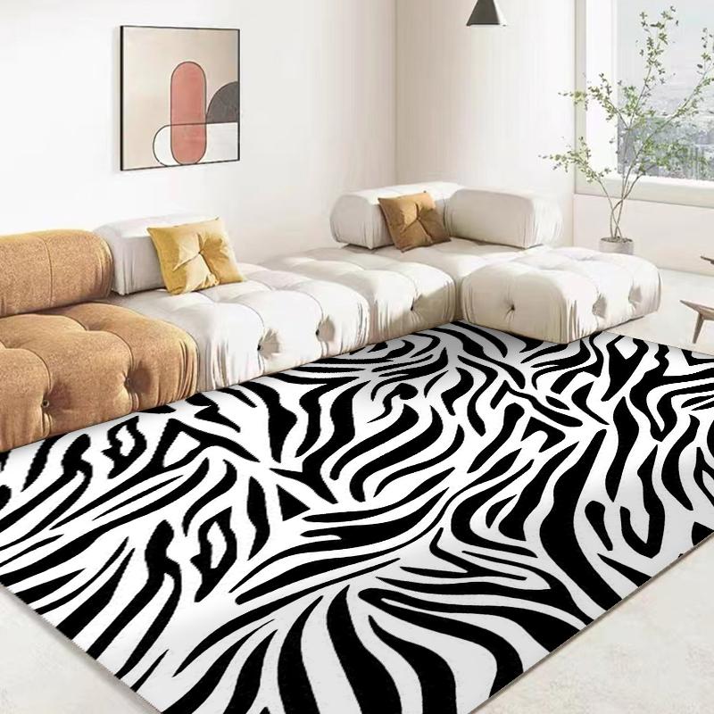 Zebra Black White Texture Rug Carpet for Living Room Bedroom Soft Kitchen Bathroom Anti-slip Floor Mats Hallway Rugs Home Decor
