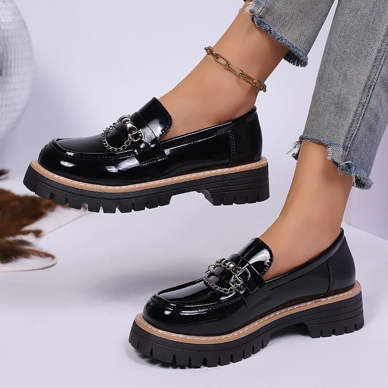 

Новые ретро и универсальные женские туфли-лодочки, туфли на толстой подошве большого размера с круглым носком и металлической пряжкой 43 чёрный