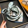 Autumn and Winter Light Blue Printed Mulberry Silk Silk Scarf Tied Hair Headband High-end Decorative Scarf Silk Scarf Women