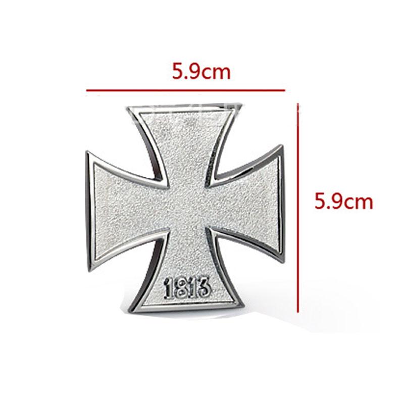 1pcs 3D Metal Altese Cross 1813 Emblem Decal Side Fender Rear Trunk Badge Sticker Are Applicable To Auto Motorcycle Pickup Truck SUV