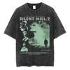 Silent Hill 2 Videohra Černé Retro Herní Nadměrné Tričko 100% Bavlna Vintage Prané Tričko pro muže ženy hiphop streetwear