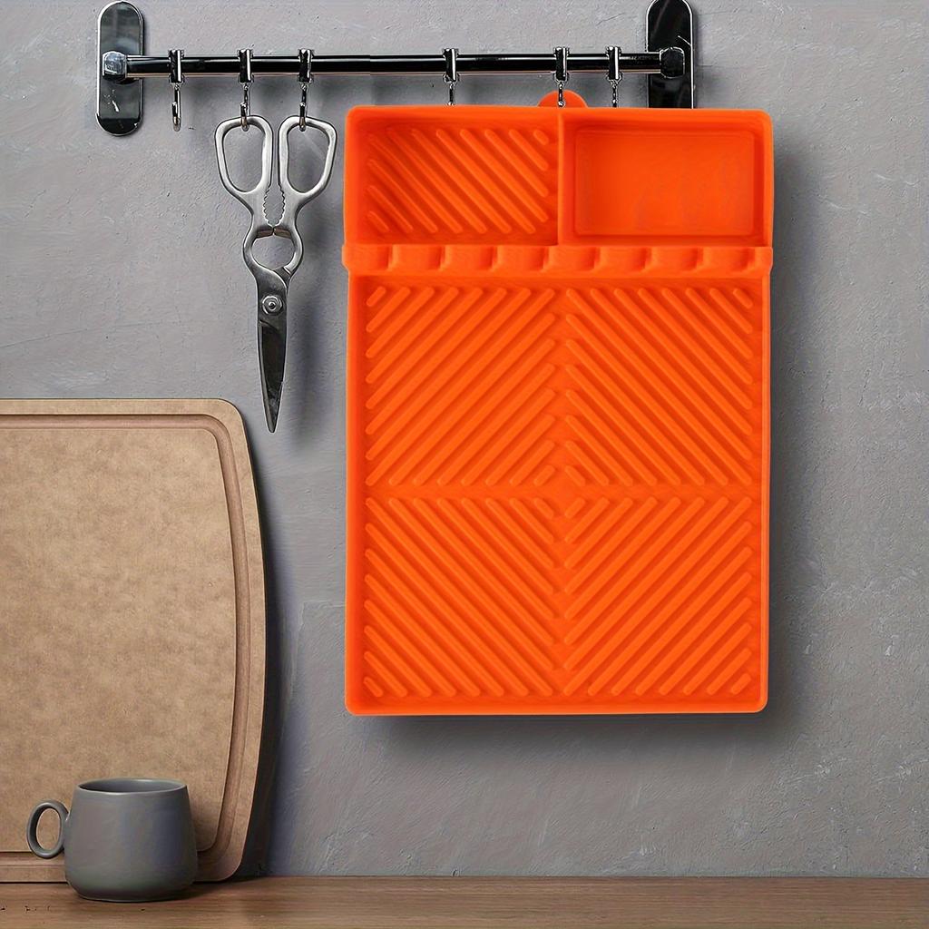 Spatula Holder, and Utensil Organizer Large Silicone Grill Mat - Non-Stick BBQ Grill Pad with Drip Tray