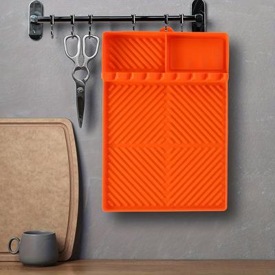 Spatula Holder, and Utensil Organizer Large Silicone Grill Mat - Non-Stick BBQ Grill Pad with Drip Tray