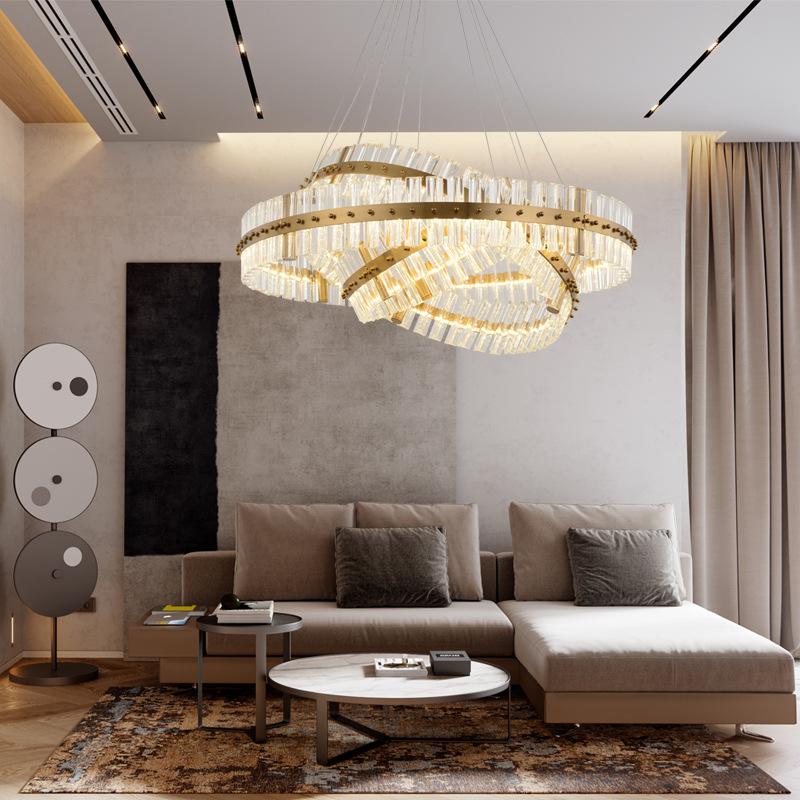 Modern LED Chandeliers for Living Room Ring Crystal Light Chandelier Dining Room Cristal Hanging Lamp Lustre Luminaires Fixtures