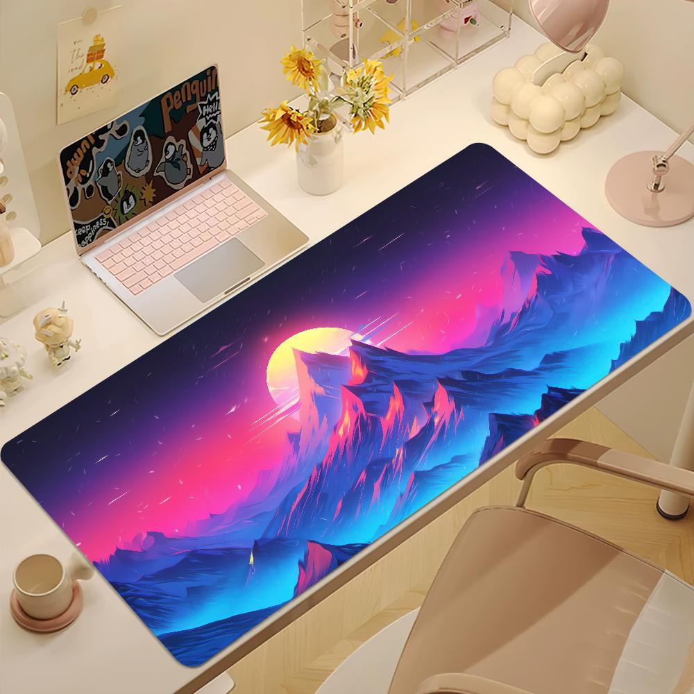Sunset Palm Tree Sports Car Burning Mouse Pad Nonslip Thickened MousePad Large Writing Lockedge Office Student Gaming Cushion