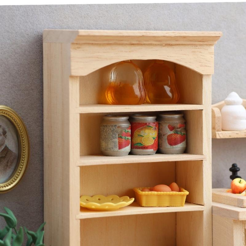 Unpainted Miniature Cabinet 1/12 Scale Doll House Decoration Scene Display Accessories Craft Model Project Furniture