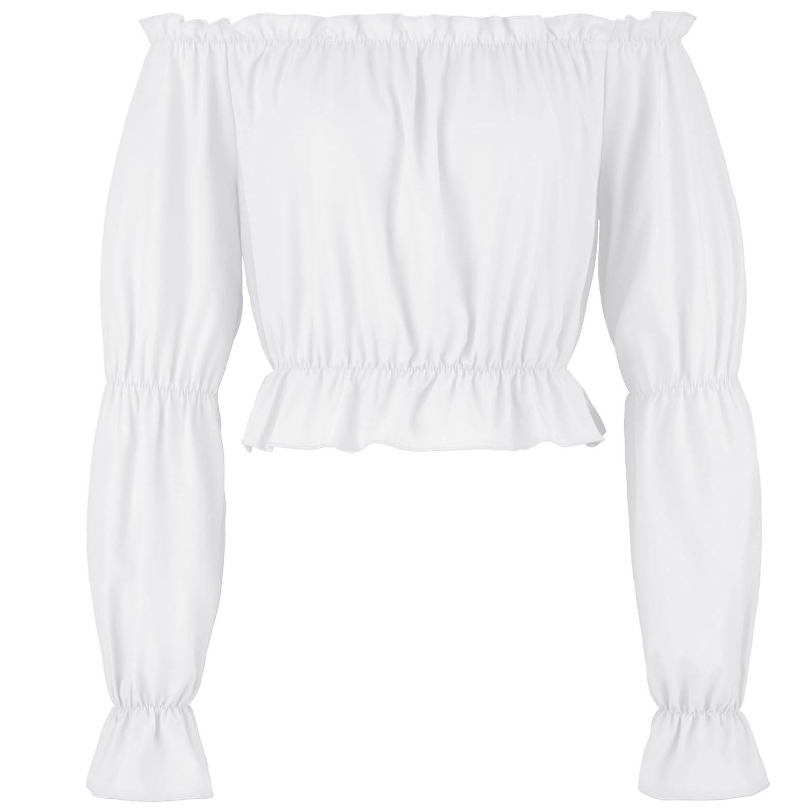 

Женская мода однотонный с длинным рукавом с открытыми плечами плиссированный без бретелек и с открытым пупком рубашка топ XL белый