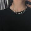 Natural Turquoise Copper-Plated Platinum Millet Beads Double-Layer Handmade Texture Collarbone Chain Simple Versatile Necklace Women