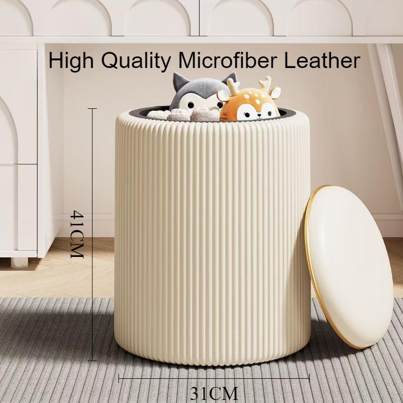

Storage Stool Low Round Modern Makeup Stools Aesthetic Comfortable Single Person Soft Chair Home Living Room Bedroom Furniture бежевый