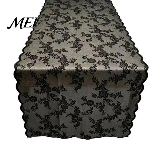 White Lace Table Runner French Runner, Black & Vintage for Coffee Retro European Style Table, Shoe Cabinet, Dining Long Rectangular Decorative