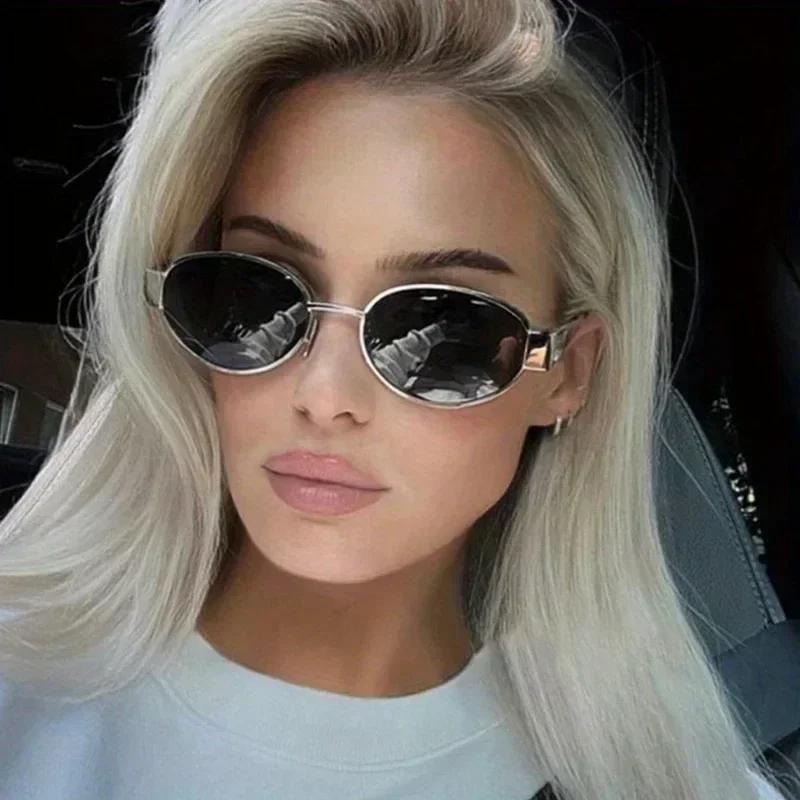 Ovale Zonnebrillen voor Dames Heren Trendy Metalen Frame Zonnebrillen Klassieke Tinten