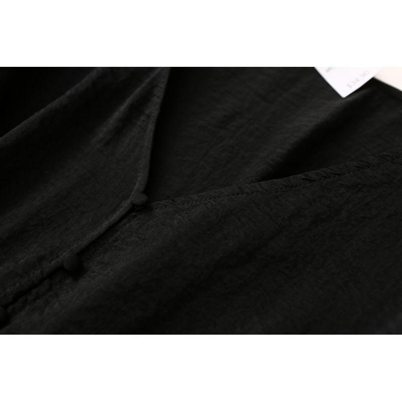 Export Plus Size Women's Glossy V-neck Shirt Dark Grain Design Blouse Waist-Tight Satin Plus Size Ladies Chiffon Top