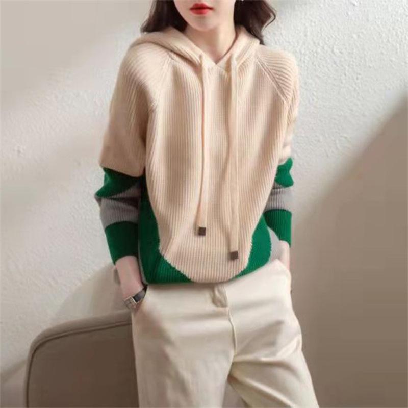 

Пуловер вязаный женский свитер с длинными рукавами женский пуловер женский теплый зимний корейский модный свитер с капюшоном осенняя одежда One Size