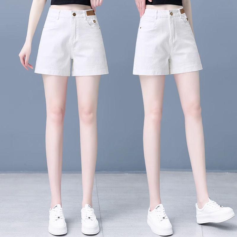 

High-Waisted, Wide-Leg Denim Shorts for Petite Women - Casual, Slimming, Versatile, Five-Point Length 4XL (70-75 kg) абрикосовый