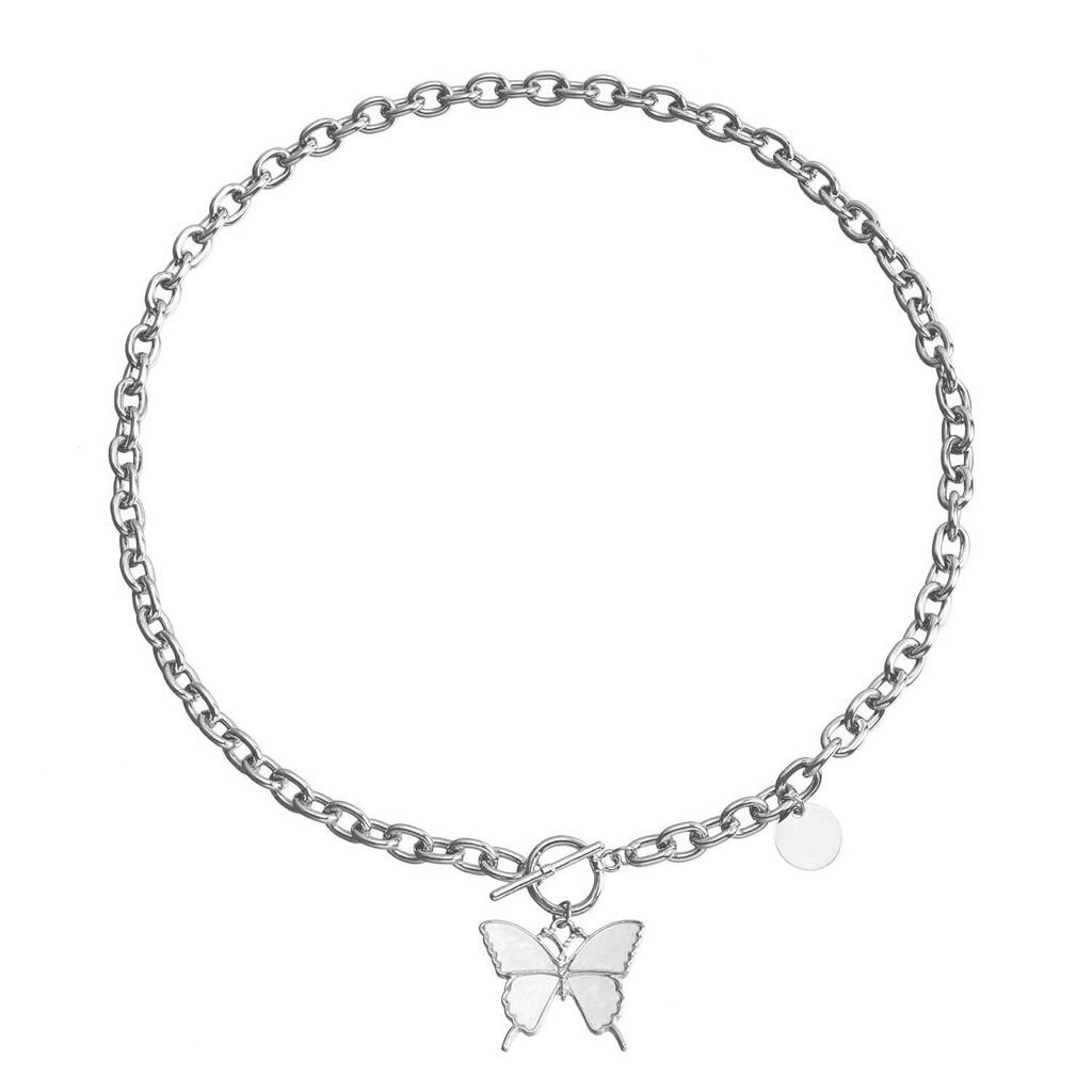 Accessories, Simple White Star Imitation Fritillary Necklace, Temperament Metal Rough Aluminum Chain Sweater Chain