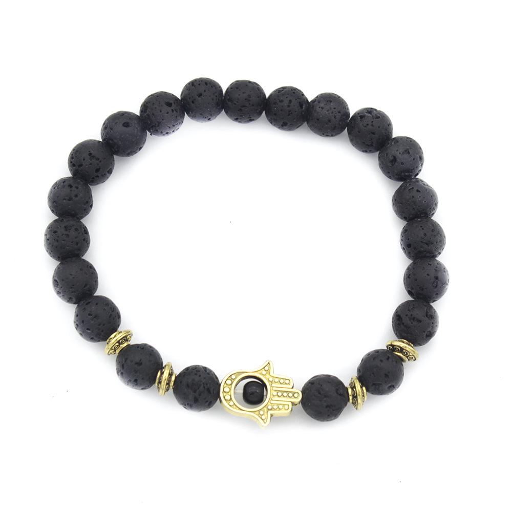 European & American Style 8MM Volcanic Rock Fatima Hand Bracelet