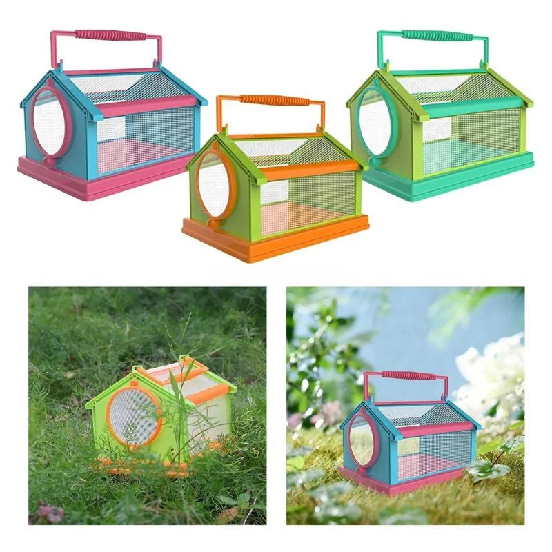 Tragbarer Griff Atmungsaktiver Schmetterlingskäfig Faltbarer Insektenbeobachter Critter Box Lupe Seidenraupe DIY Insektenbeobachtung im Freien