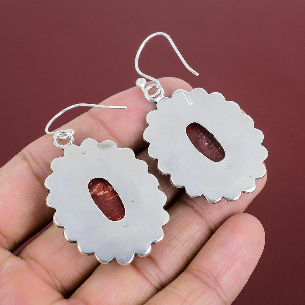 Red Snakeskin Jasper Earrings Gemstone Jewelry Dangle Earring 925 Sterling Silver Earring Handmade Jewelry Gifts For Her Birthstone Earrings