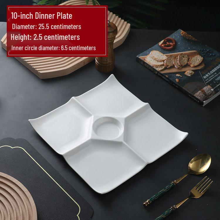 Windmill Five-Compartment Ceramic Dish - Ideal for Braised, Steamed, or Dumpling Dishes.