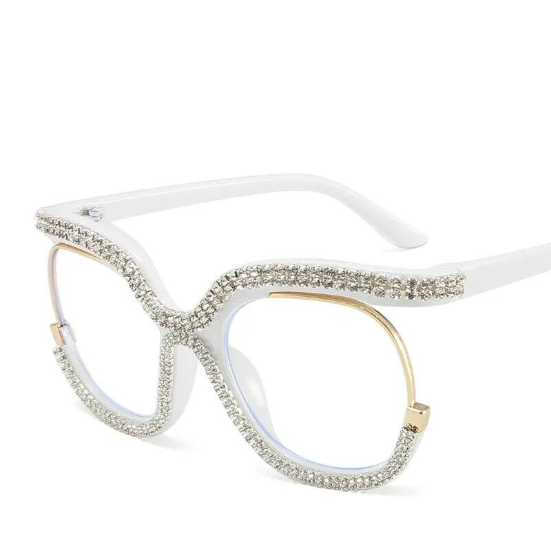 Large Frame With Diamond Frames Fashion Owl Rainbow Flat Mirror der Spice Girl New Anti-blue Womean Glasses