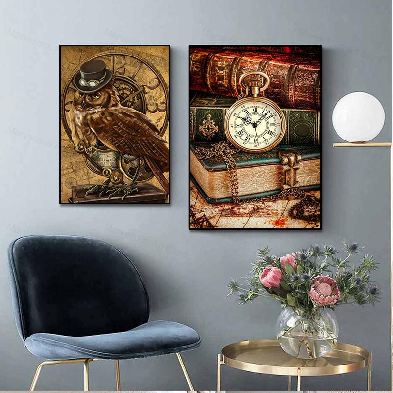 Klasyczne plakaty i wydruki zegarów retro Obrazy na płótnie Obrazy ścienne do salonu Dekoracja domu Cuadros