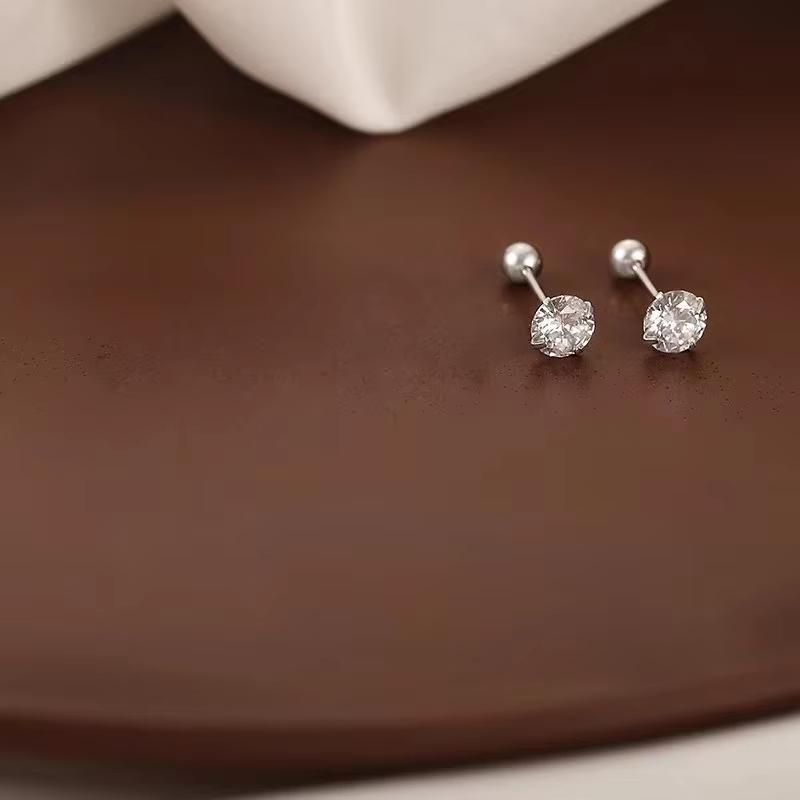 Silver Knot Stud Earrings Hypoallergenic 1 Pcs Secure Screw Back Minimalist Jewelry for Work Daily Casual Wear