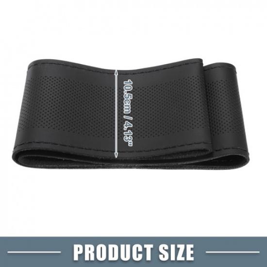 Car Hand Sewn DIY Steering Wheel Cover Set 32-35cm Microfiber Leather Black