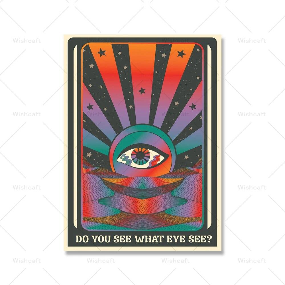 

Богемный темнота художественный принт Радуга глаз рот губы холст плакат 70-х годов ретро хиппи настенные панно кровать кабинет домашний декор без рамки 21*30cm