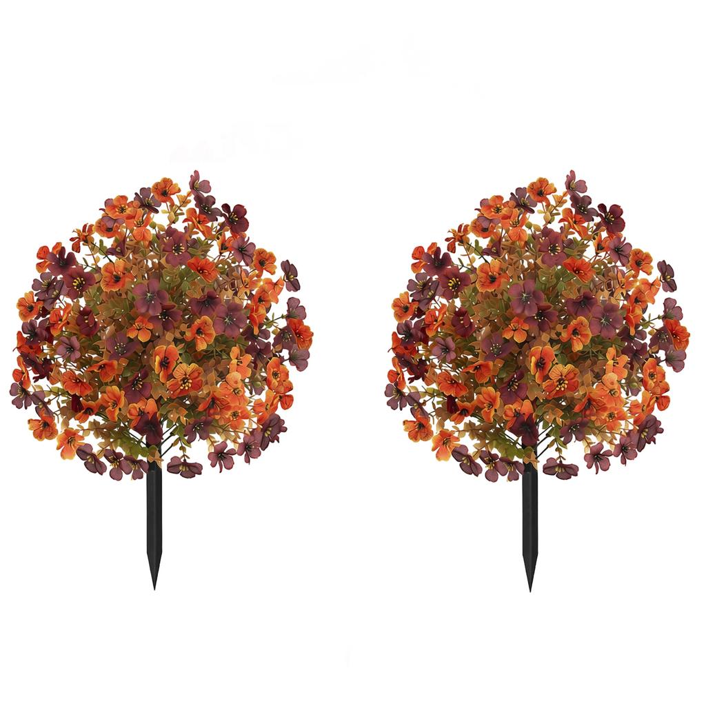 2pc Artificial Flower Garden Stakes for Outdoor Yard Decoration Durable Plastic Stem with Realistic Floral Design for Autumn Seasonal Display