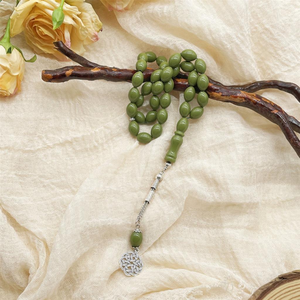 Acrylic Muslims Prayer Beads Oval Ergonomic Design Rosary Bracelet For Daily Worship And Meditation Comfortable Grip