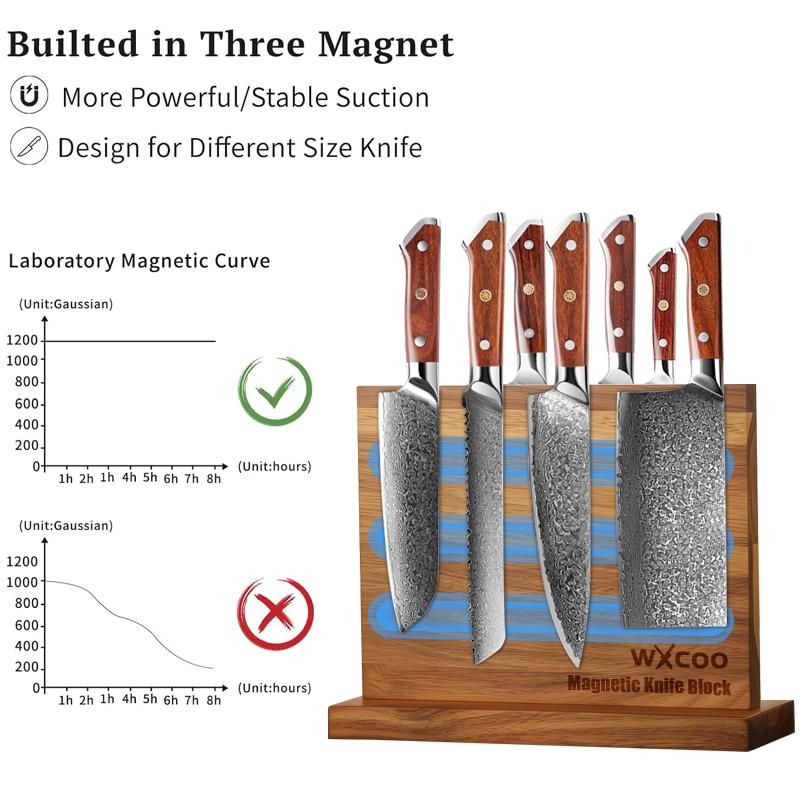 Double-sided Solid Wood Magnetic Knife Holder Kitchen Storage Knife Rack Multi-function Powerful Knife Rack