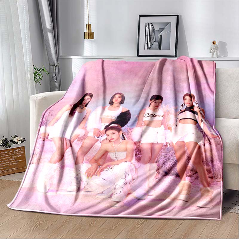 3D Printed Flannel Blanket I-ILLIT Combo K-POP Home Sofa Bed Blanket | Birthday Gift,