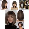 Short Straight Hair Wig With Bangs For Women Hightemperature Silk For Fashionable Ladies