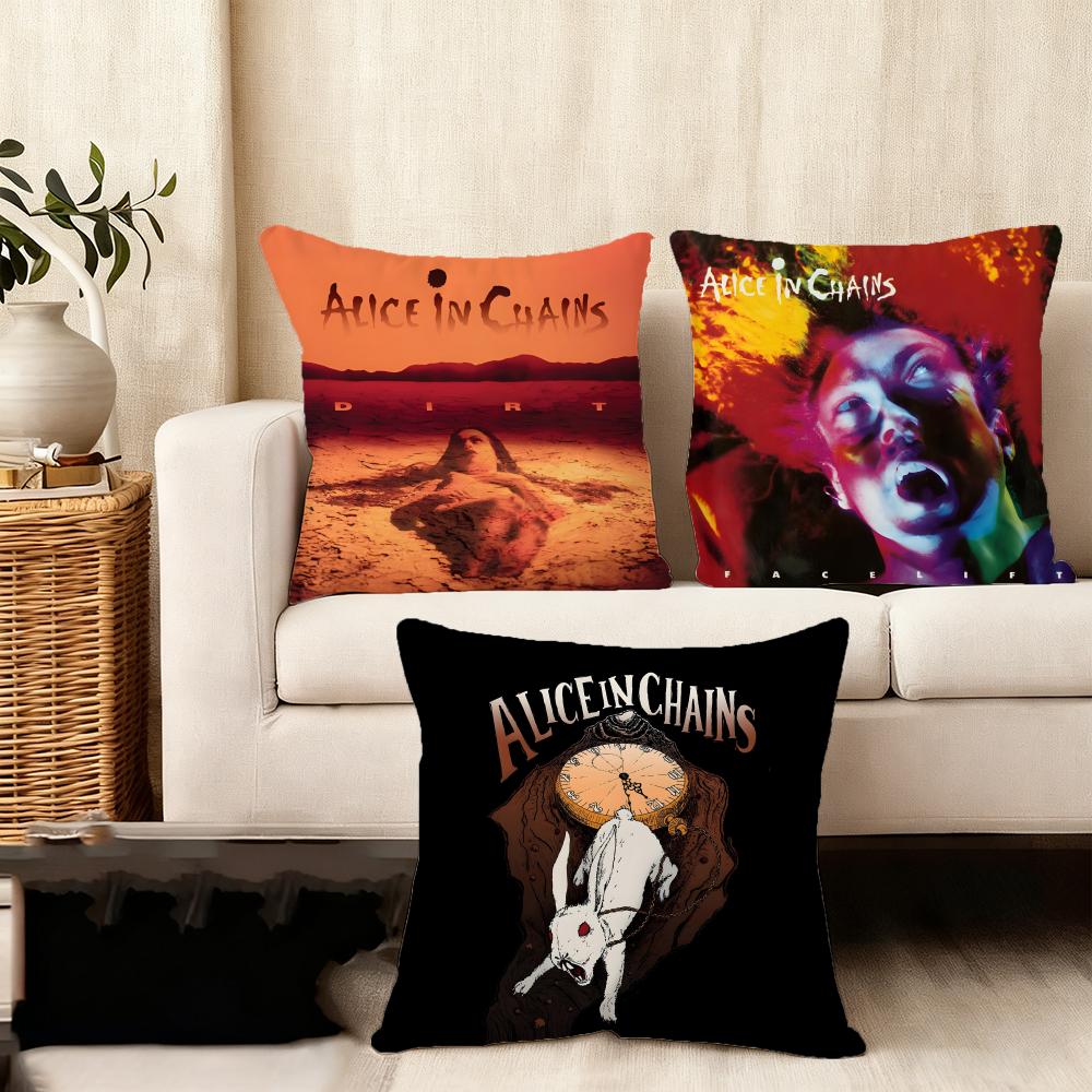 A-Alice In C-Chains Band Cushion Cover Plush Fabric Soft Double-Sided Printed Sofa Warm Winter Home Child Gift Pillow Case