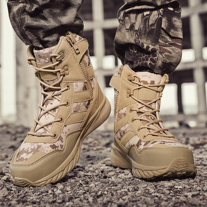 Mode Klettern Outdoor Herren Arbeits-Sicherheitsschuhe Camouflage Schuhe Outdoor Wanderschuhe Allround Stiefeletten für Herren Lässig Wasserdicht Hi