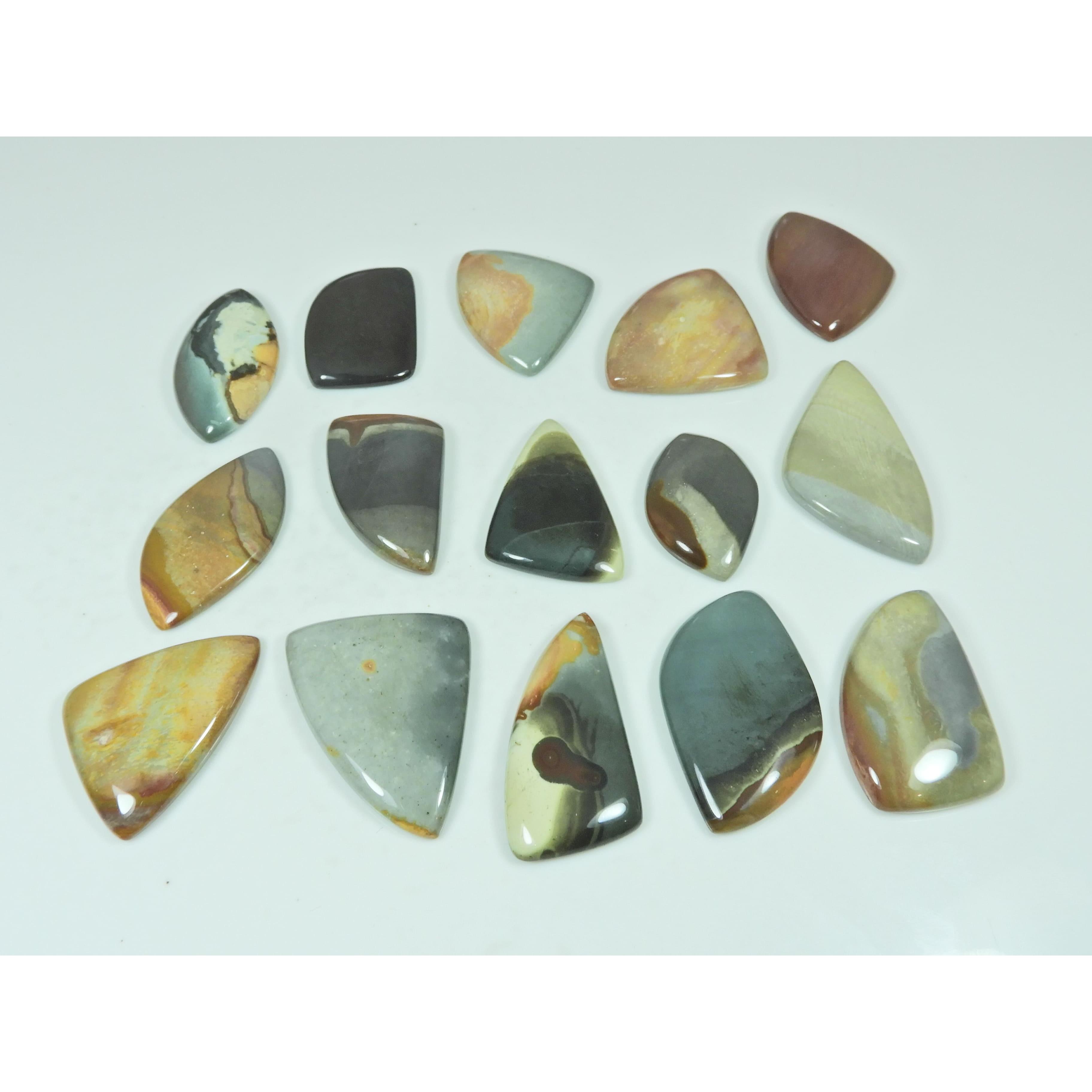 387Cts.Natural Imperial Jasper Fancy Shape Cabochon Loose Gemstone 15Pcs Lot C-2949