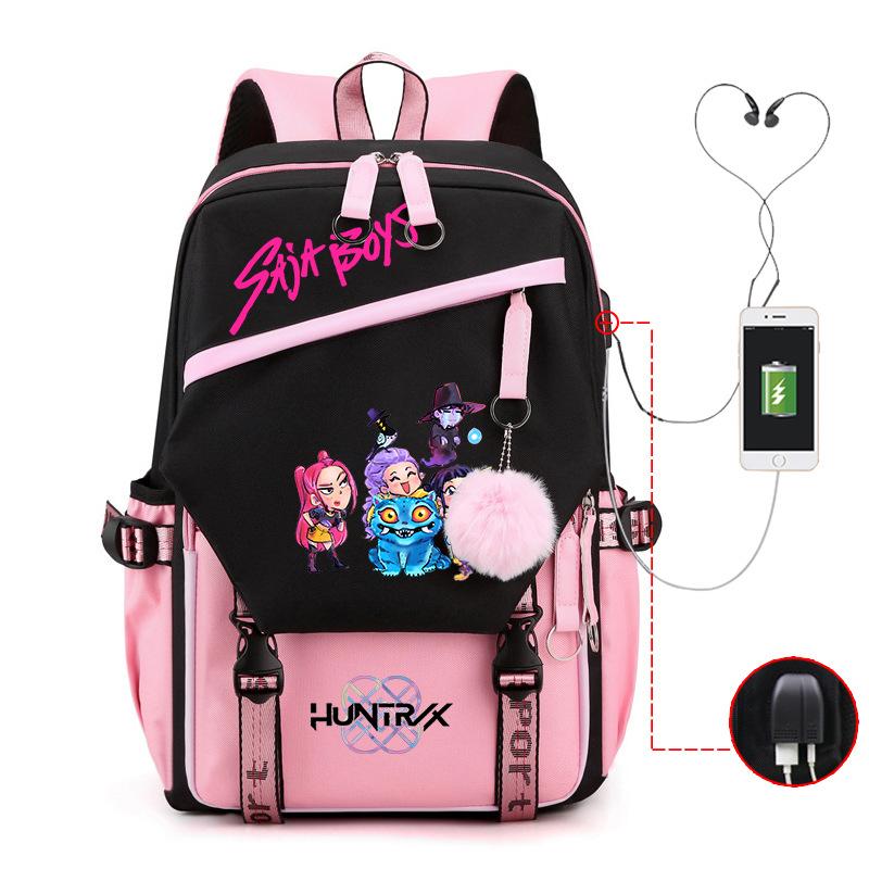 Children'S Schoolbag Contrasting Colors Neutral Leisure Travel Usb Backpack Animation Printing Primary And Secondary School Students