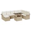VidaXL Ensemble de 9 Canapés de Jardin avec Coussins Beige Poly Rattan 3348337