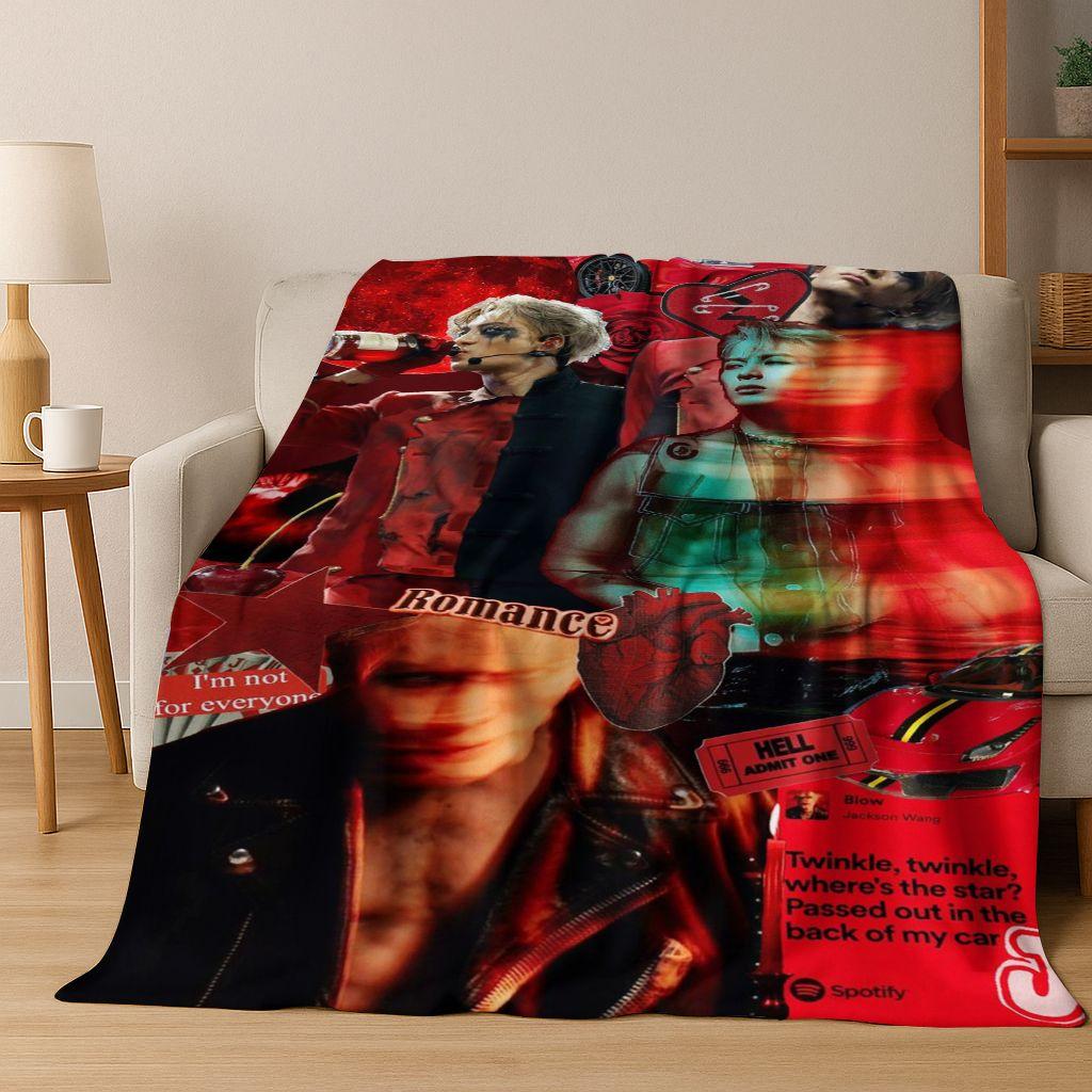 3D Jackson Wang Art Singer Star Flannel Blanket,Cozy Soft Throw Blanket for Home Bedroom Bed Sofa Picnic Office Cover Kids Gift