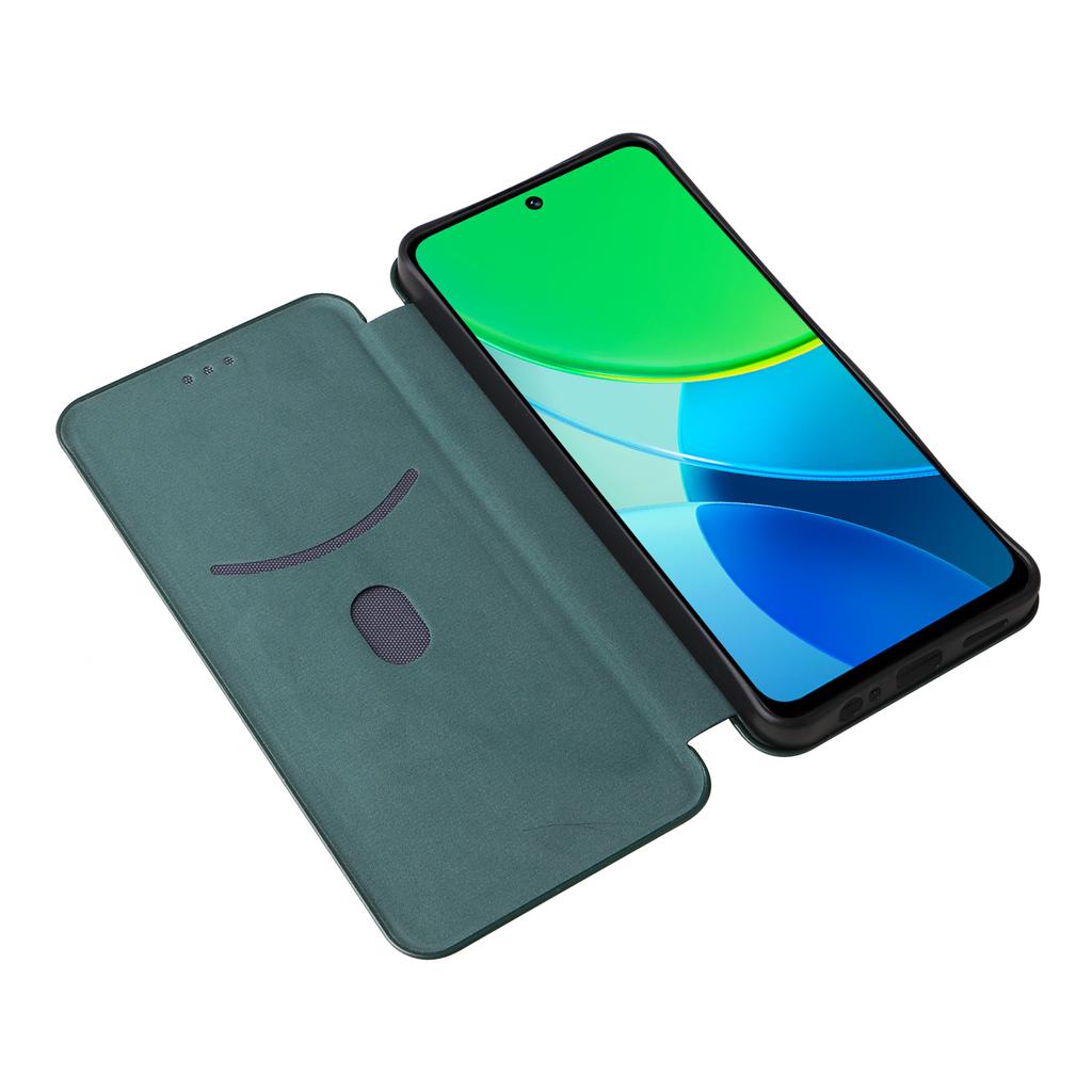 For vivo Y19s 4G Case Carbon Fiber Texture Drop-Proof PU Leather Phone Cover