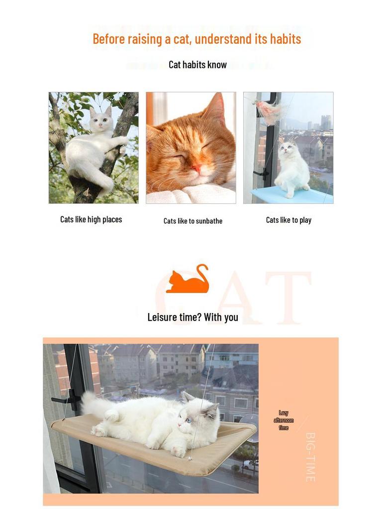 Removable, Washable Cat Hammock with Suction Cups - Perfect for All Seasons