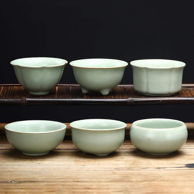 Ru Kiln Master Crackled Porcelain Tea Tasting Cup - Ceramic Kung Fu Tea Set and Business Gift