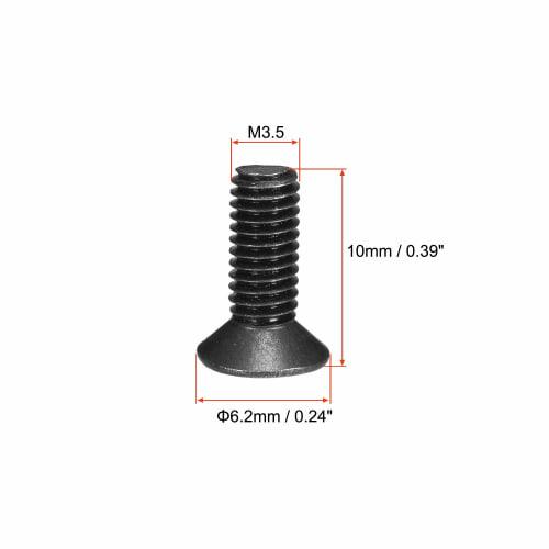 uxcell 50pcs M3.5 x 10mm Flat Head Screws, Phillips Head Fasteners, Black, for Laptops, PCs, TVs, Fans, Audio Switches