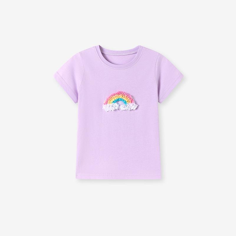 Little Maven Girls' Cute Summer Short-Sleeve T-Shirt - 100% Cotton, Breathable, Sweet Design