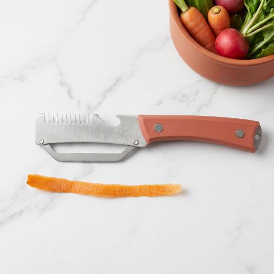 Stainless Steel Vegetable Peeler with Handle, Multi-Function Fruit Potato Peeler, 2-in-1 Bottle Opener, Ergonomic Rust-Proof Essential Kitchen Tool