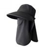 Summer Wide Brim Sun Hat UV Protection Breathable with Face Mask Neck Flap for Outdoor Fishing Hiking Cycling Wide Brim Cap