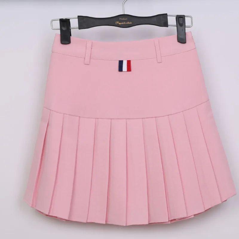 

High Waisted Slim Fit Pleated Skirt Pure Color High Waist Silm Pleated Skirt Pink XL(XL)