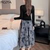Women Spring Autumn Boho Lace Crochet Skirt Stretch High Waist Women Embroidery A-Line Skirt Women Beach Pleated Skirt