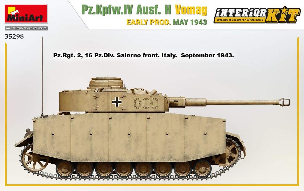 Miniart Scale German Army Panzer IV Vomag Early May Full Plastic Model MA35298 1/35 Ausf. H, Factory, Model, 1943, Interior, Kit,